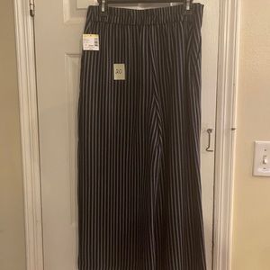 Wide leg palazzo, cropped pants, navy blue & white stripe